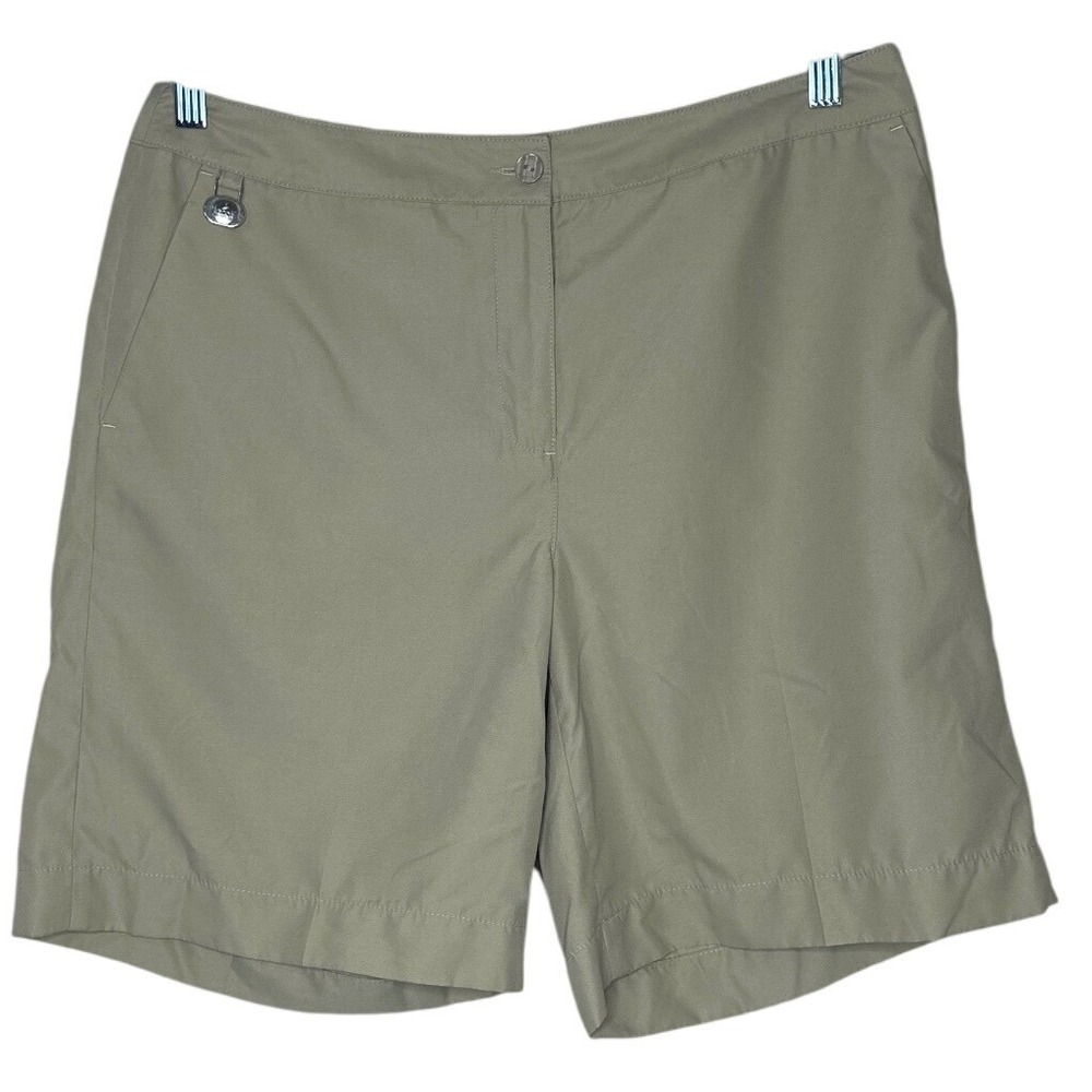 Liz Golf Audra Khaki Tan Performance Golf Shorts Womens 10 Mid Rise Solid preppy